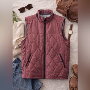 Tommy Bahama Quilted Vest Mens Large Rust Full Zip NWOT